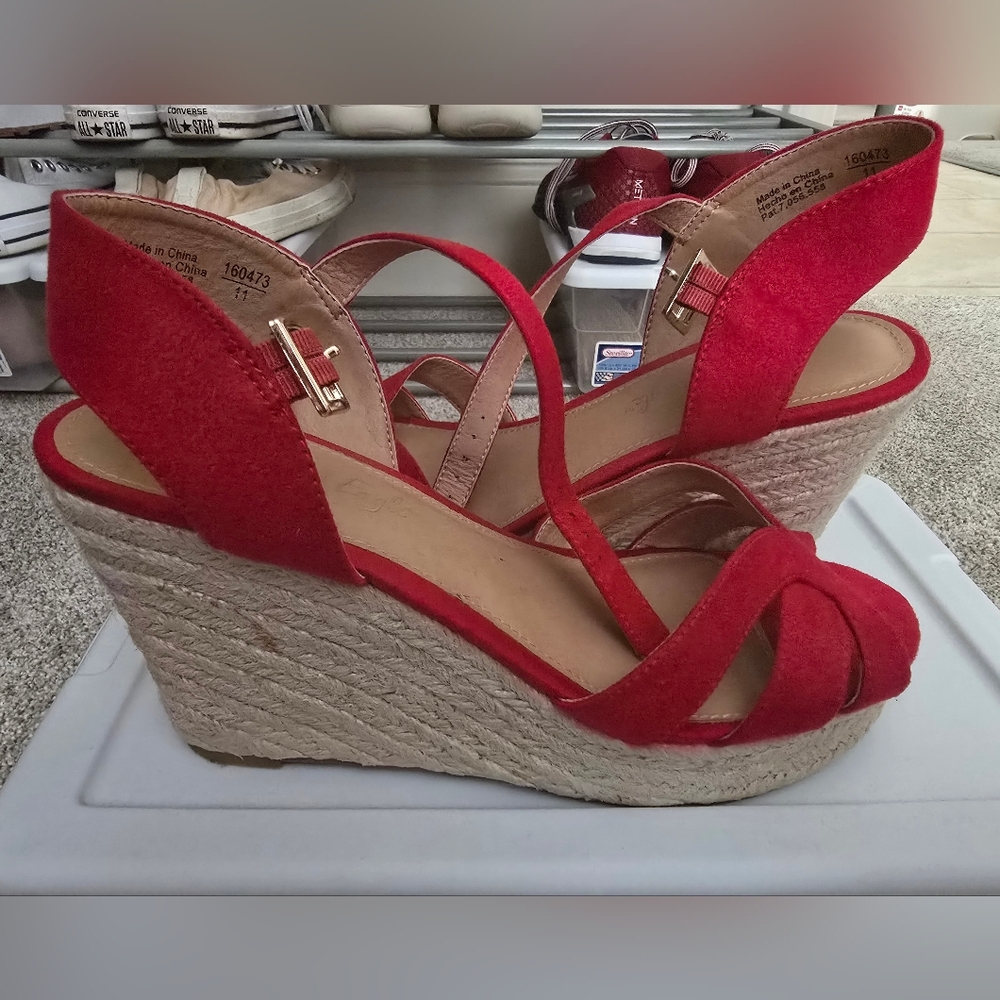 American Eagle Red Wedge Sandals